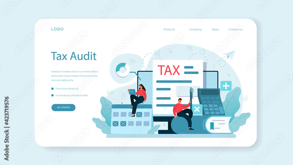 Taxes payment web banner or landing page. Idea of business accounting Taxes payment web banner or landing page. Idea of business accounting