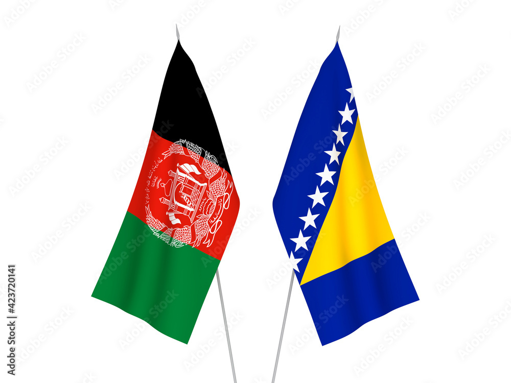 Bosnia and Herzegovina and Islamic Republic of Afghanistan flags Bosnia and Herzegovina and Islamic Republic of Afghanistan flags