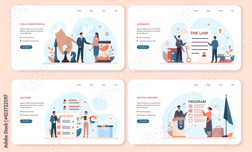 Politician web banner or landing page set. Idea of election