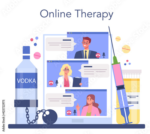 Addiction online service or platform. Idea of medical treatment