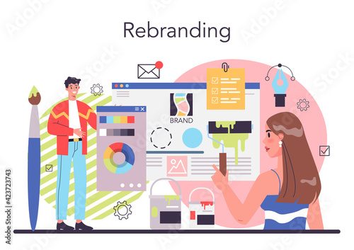 Rebranding concept. Rebuilding marketing strategy and design photo