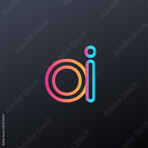 initial logo OI lowercase letter, colorful blue, orange and pink, linked outline rounded logo, modern and simple logo design.