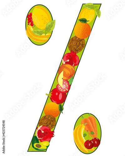 Sign percent decorative from vegetables and fruit