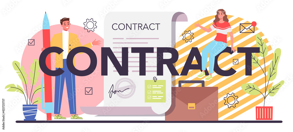 Contract typographic header. Business planning and development