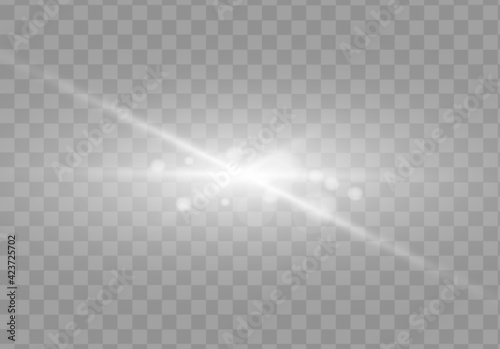 Glow light effect vector. Sparkle with glow light effect. Highlights. Flash light effect. Realistic sunlight vector.