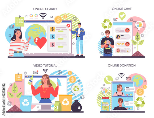 Ecology online service or platform set. Idea of environmental protection
