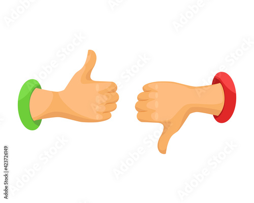 Like or dislike icon. Thumb up and thumb down. Vector illustration like and unlike.