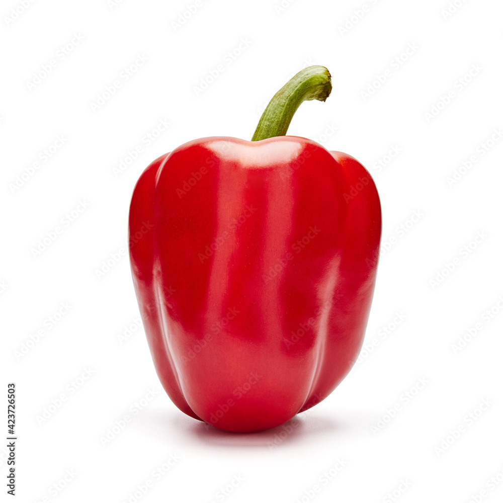 red bell pepper isolate on white background close up red bell pepper isolate on white background close up