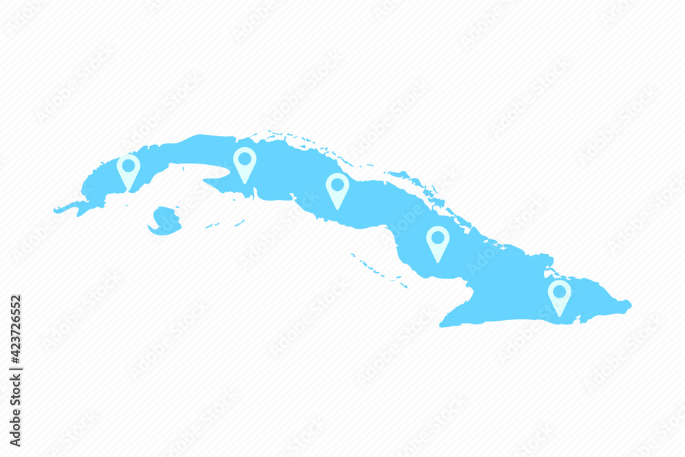 Cuba Simple Map With Map Icons