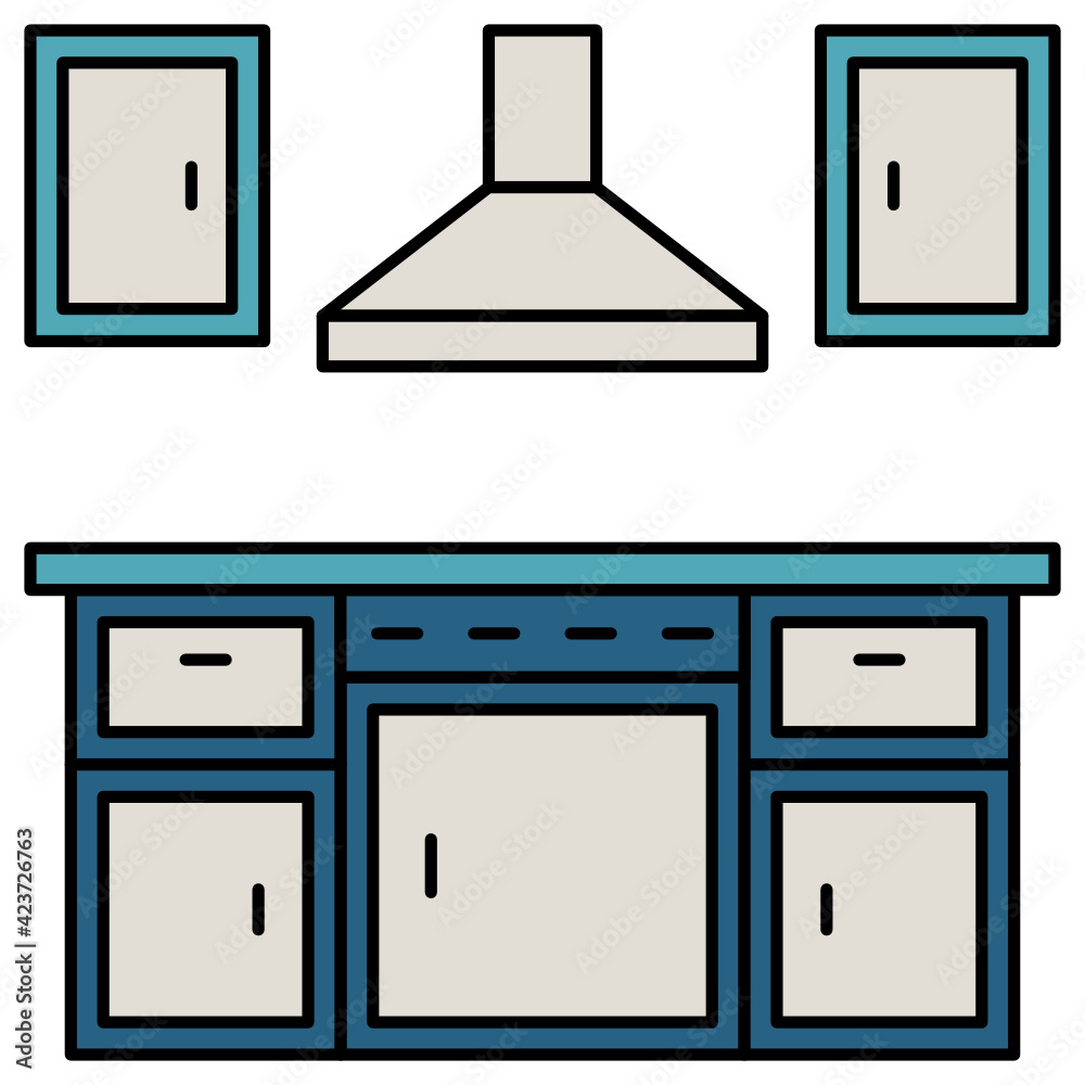 Stove with Cabinet Concept, Hood Air Steam Exhaust Vector Icon Design, Interior design Symbol, Home Office decoration Sign, Residential and Commercial Decor Elements stock illustration, House Kitchen Stove with Cabinet Concept, Hood Air Steam Exhaust Vector Icon Design, Interior design Symbol, Home Office decoration Sign, Residential and Commercial Decor Elements stock illustration, House Kitchen