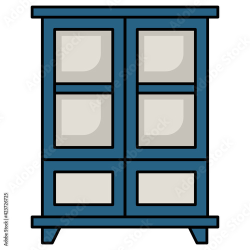 Cutlery and Crockery unit Concept, kitchenette cupboard Vector color line Icon Design, Interior design Symbol, Home Office decoration Sign, Residential and Commercial Decor Elements stock illustration