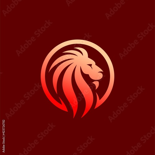 Lion logo with circle concept