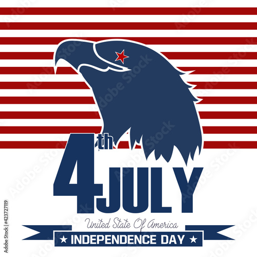 Independent day for USA banner with USA flag or America flag stripes Waving sharp corners and text on red background vector design. 