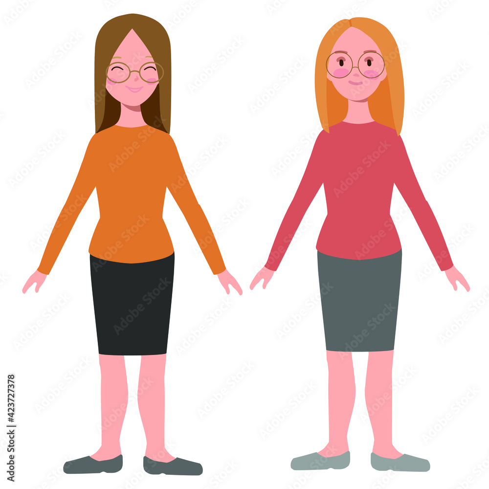 two woman in glases on the white background
two woman in glases on the white background