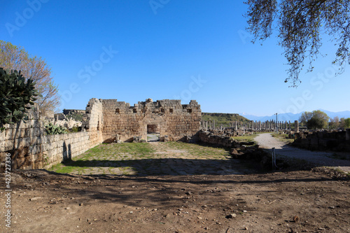 scenic ruins of ancient city Perge near ANtalya, Turkey