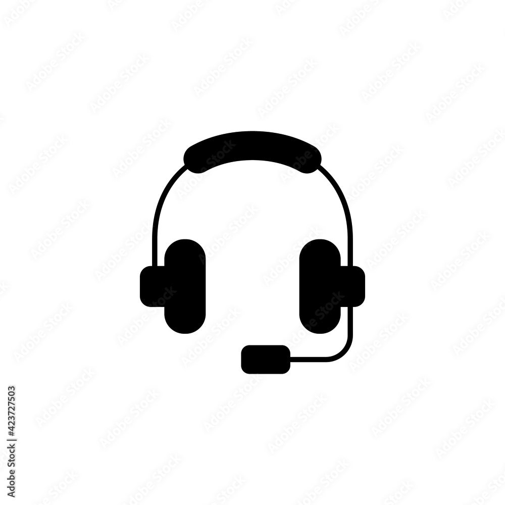 headphones icon in solid black flat shape glyph icon, isolated on white background headphones icon in solid black flat shape glyph icon, isolated on white background
