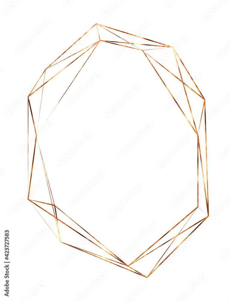 Geometric golden frame. Design for wedding card, invitations, logo, book cover and poster