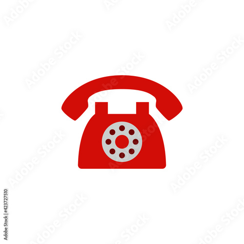 landline telephone, rotary phone icon in color icon, isolated on white background 