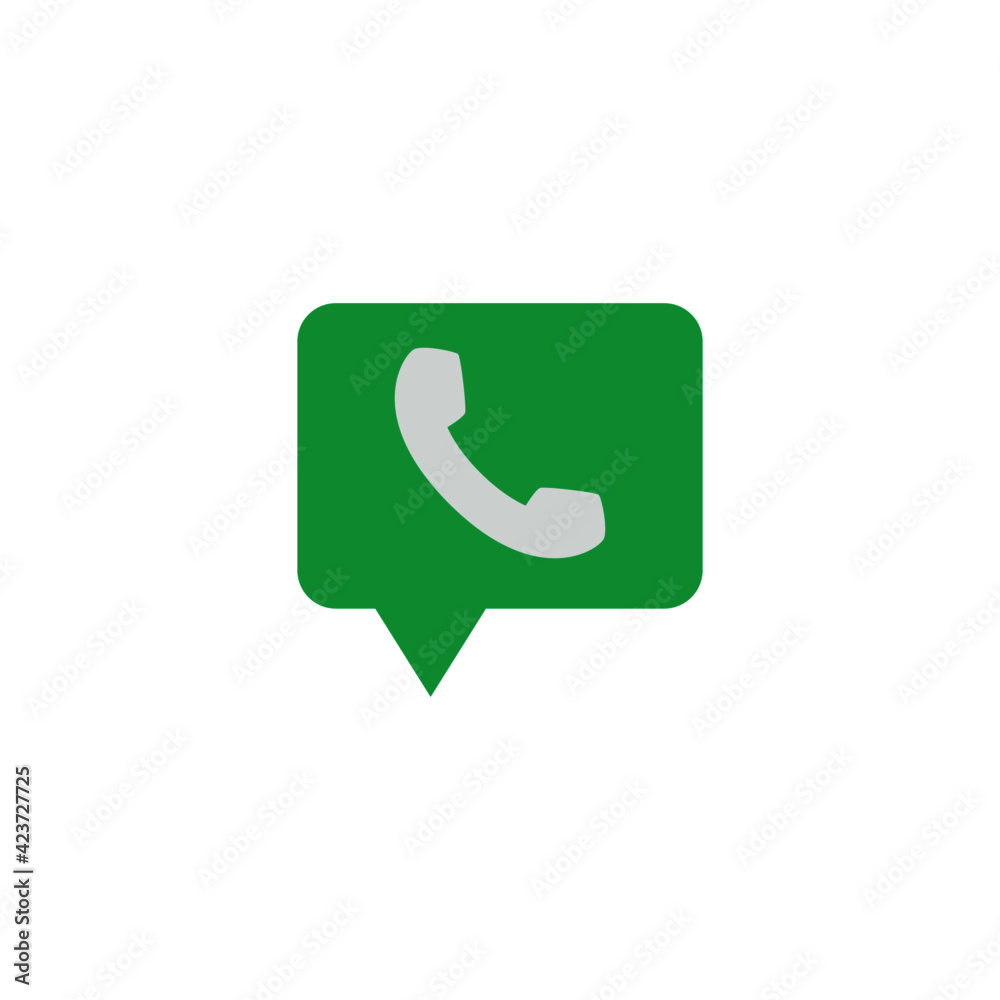 Chat bubble, with phone icon in color icon, isolated on white background Chat bubble, with phone icon in color icon, isolated on white background