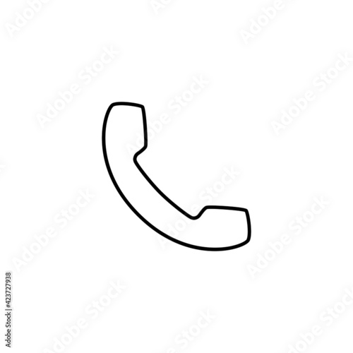 Phone call icon in flat black line style, isolated on white  photo