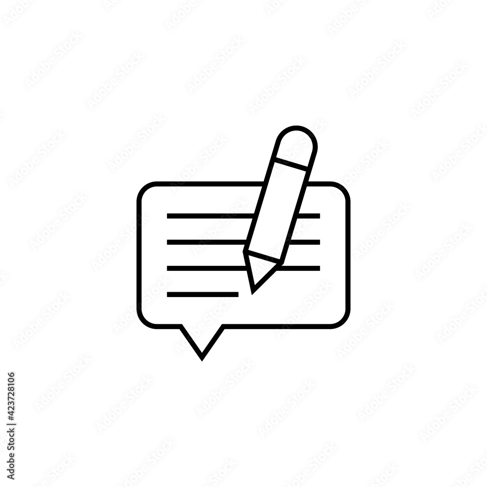 Write message icon in flat black line style, isolated on white Write message icon in flat black line style, isolated on white