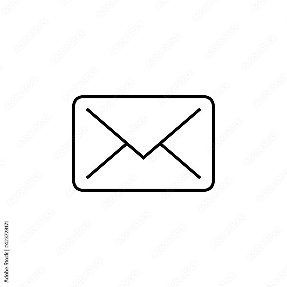Envelope icon in flat black line style, isolated on white Envelope icon in flat black line style, isolated on white