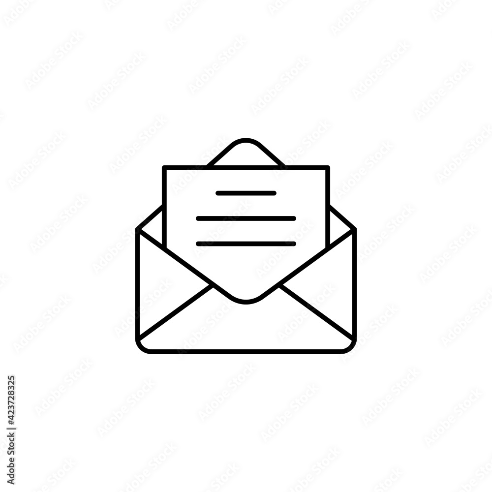 mail icon in flat black line style, isolated on white mail icon in flat black line style, isolated on white