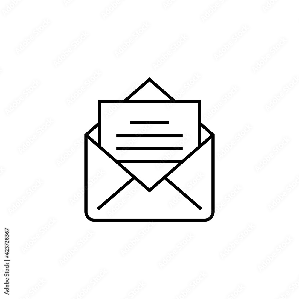 mail icon in flat black line style, isolated on white mail icon in flat black line style, isolated on white