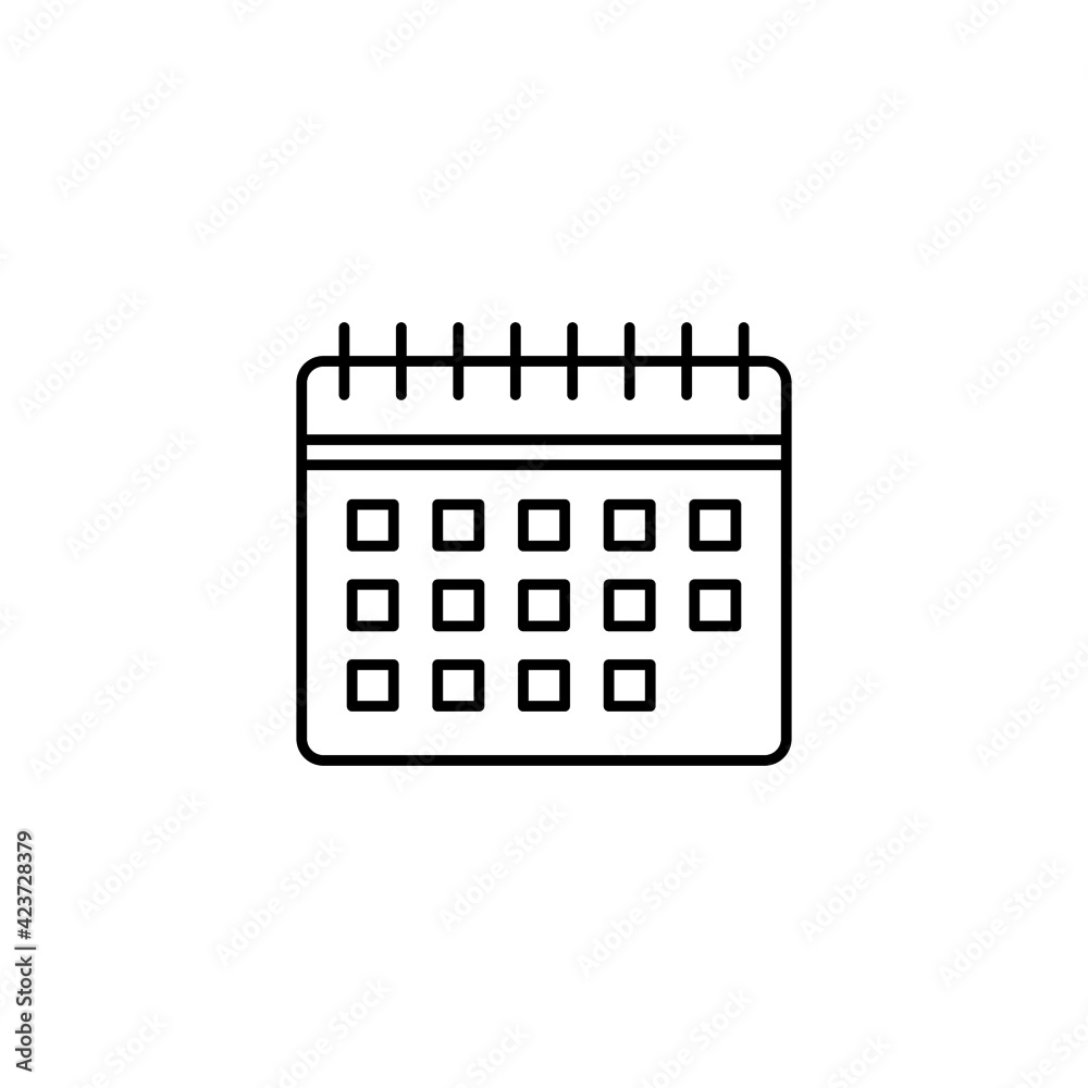 Calendar, schedule icon in flat black line style, isolated on white Calendar, schedule icon in flat black line style, isolated on white