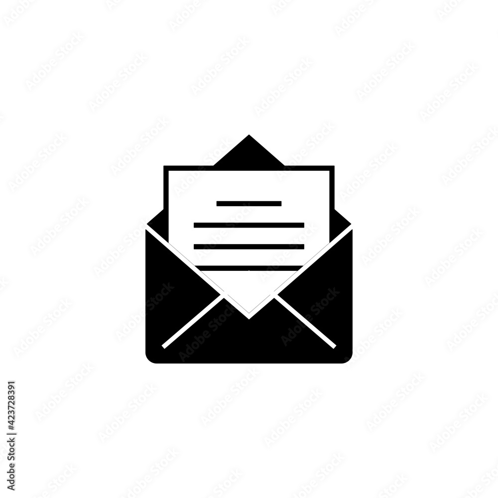 mail icon in solid black flat shape glyph icon, isolated on white background mail icon in solid black flat shape glyph icon, isolated on white background