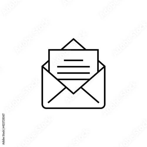  mail icon in flat black line style, isolated on white 