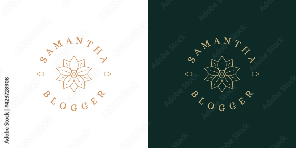 Beautiful flower logo template linear vector illustration Beautiful flower logo template linear vector illustration