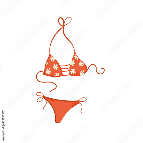 Summer beach swimsuit. Colorful swimsuit. On a white background. Vector illustration in cartoon style. Design element, print, print.