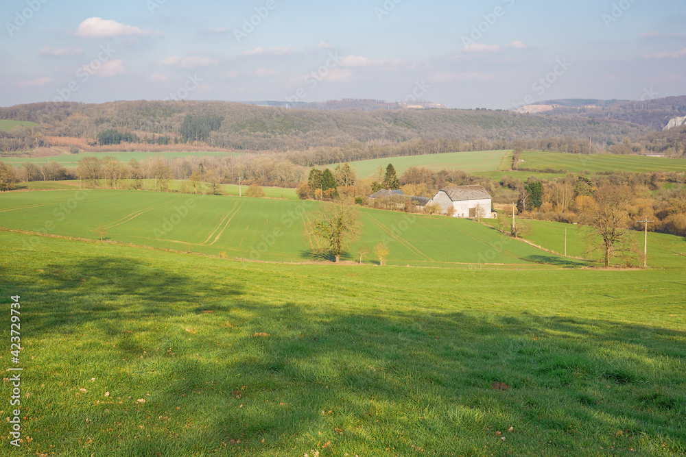 Farmland on the hills in the Condroz near Warnant in the vicinity of Namur