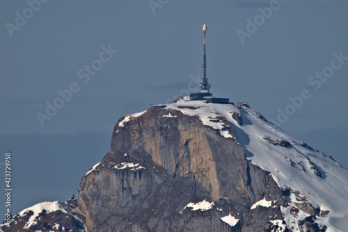 Peak of the mount Hoher Kasten in Switzerland 19.2.2021