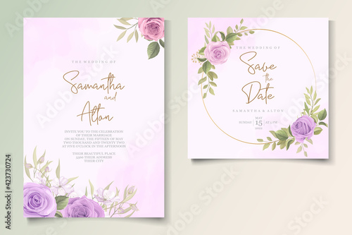 Beautiful floral wedding invitation concept