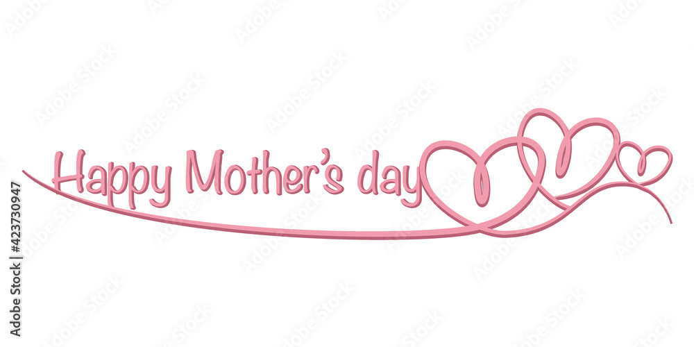 Mother's day concept. Decorative Happy Mother's day text. Mother's day decoration illustration. typography. Vector illustration. 母の日イラスト、母の日デザイン、母の日デコレーション