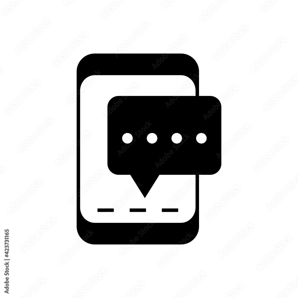 Mobile phone texting, mobile text messaging icon in solid black flat shape glyph icon, isolated on white background Mobile phone texting, mobile text messaging icon in solid black flat shape glyph icon, isolated on white background