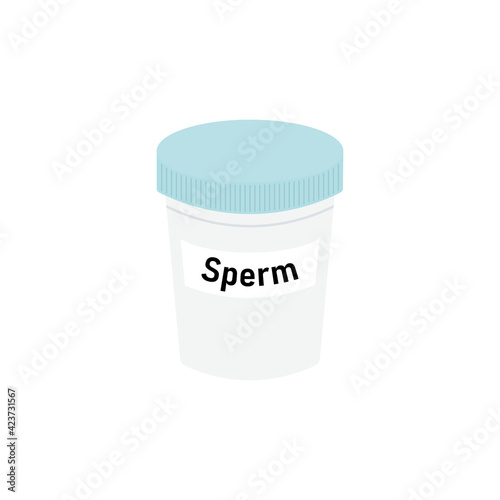 Container with sperm. Concept of donating sperm and testing fertility