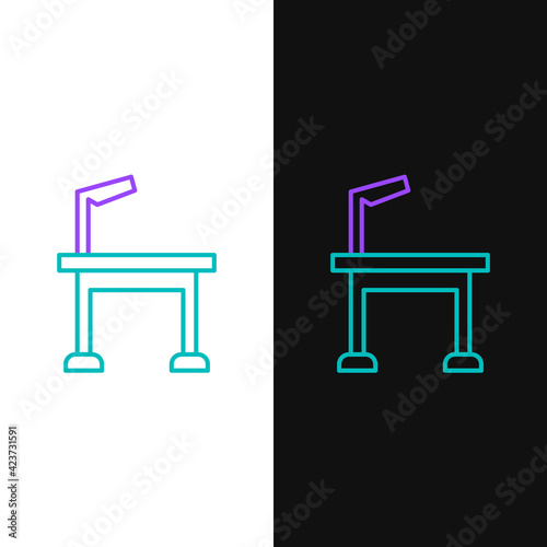 Line Pet grooming table icon isolated on white and black background. Colorful outline concept. Vector