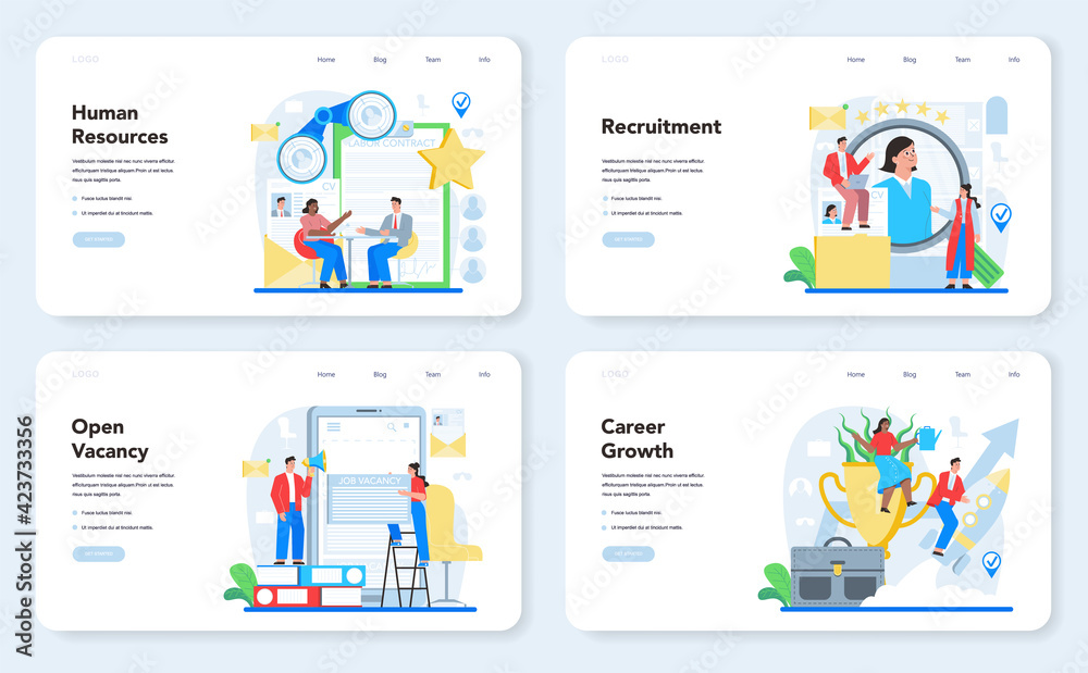 Human resources specialist web banner or landing page set. Idea of recruitment Human resources specialist web banner or landing page set. Idea of recruitment