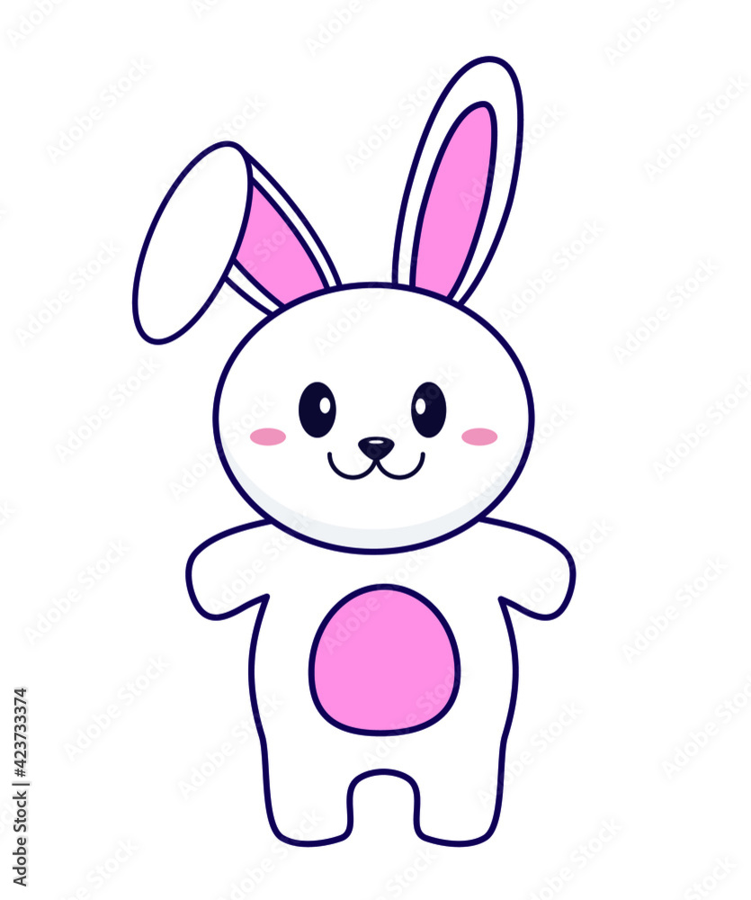 Rabbit vector illustration isolated on white background. Cartoon bunny vector. Rabbit vector illustration isolated on white background. Cartoon bunny vector.