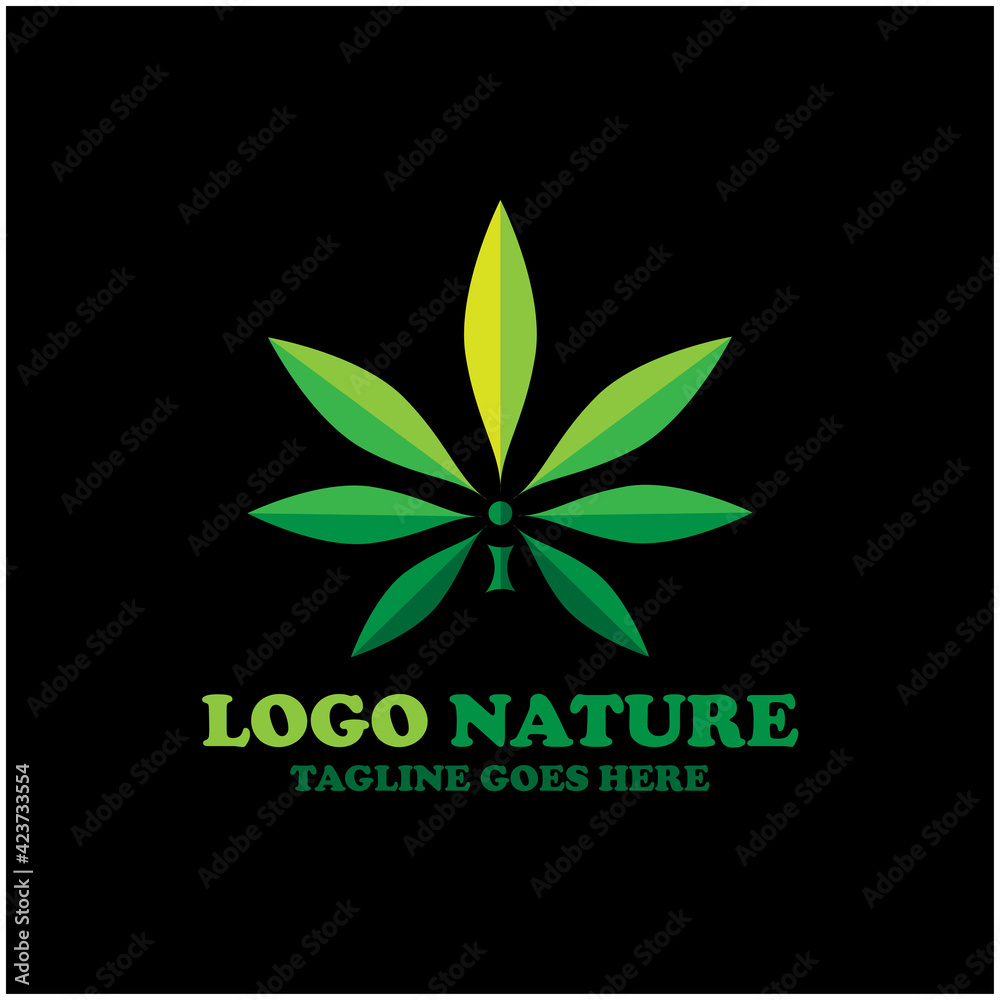 green leaf design logo vector. 