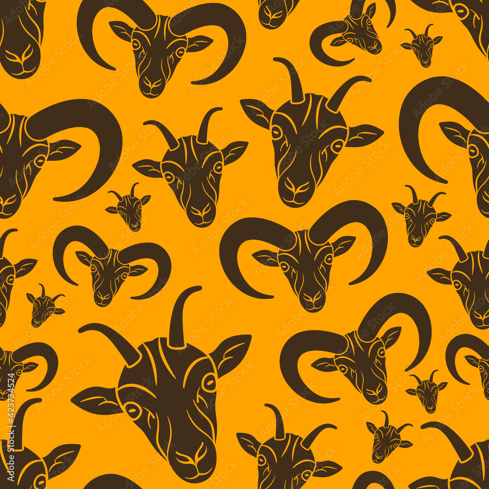 Obraz premium Seamless pattern of goat face.