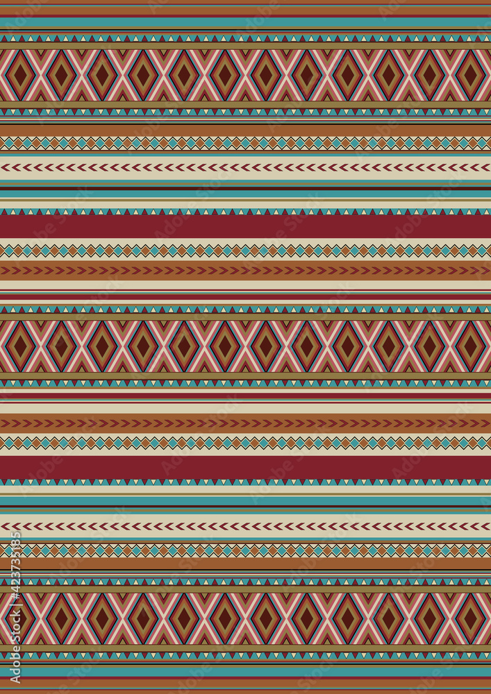 Ethnic seamless pattern background. Mexican colorful textile ornament. South Western rug, blanket illustration. Serape design. Native American textile.