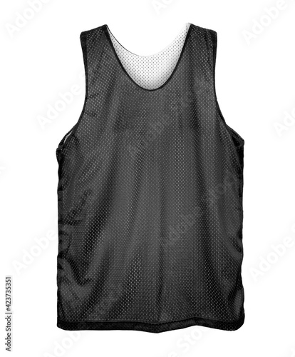 Blank Reversible mesh tank top color black/white front view on white background 