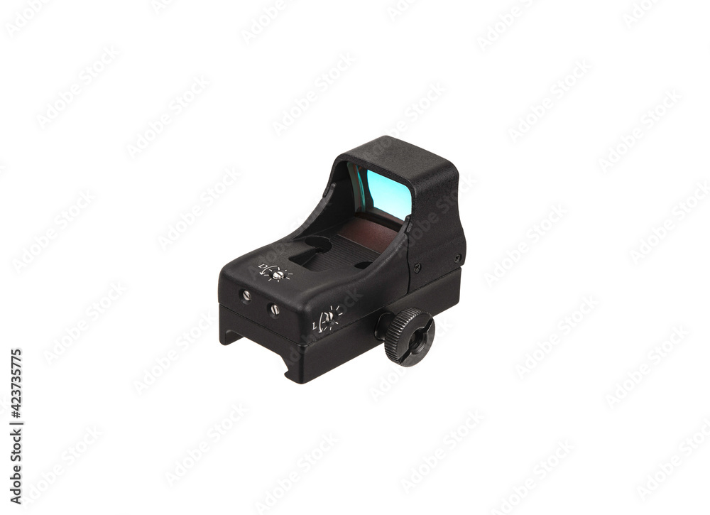 modern black collimator sight isolated on white back
