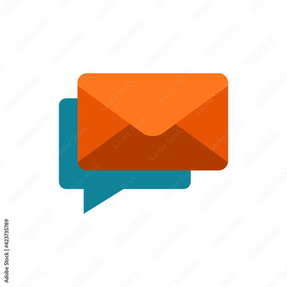 Chat bubble mail icon in color icon, isolated on white background Chat bubble mail icon in color icon, isolated on white background