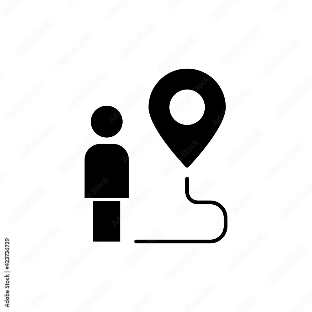 Location destination icon in solid black flat shape glyph icon, isolated on white background Location destination icon in solid black flat shape glyph icon, isolated on white background