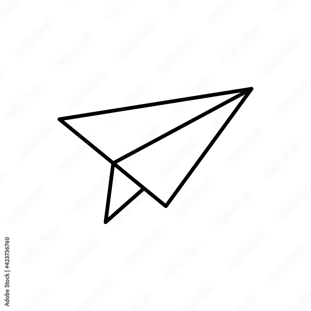 paper plane Message icon in flat black line style, isolated on white background paper plane Message icon in flat black line style, isolated on white background